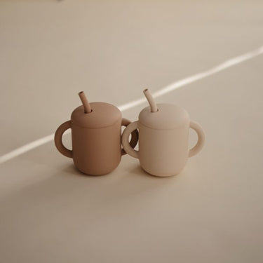 Mushie Silicone Training Cup + Straw, Natural